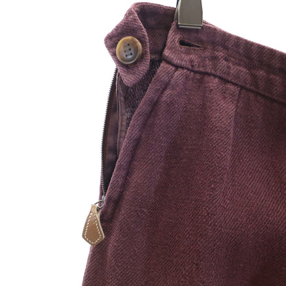 HERMES Italian Linen Wide Pants Bordeaux Size 34