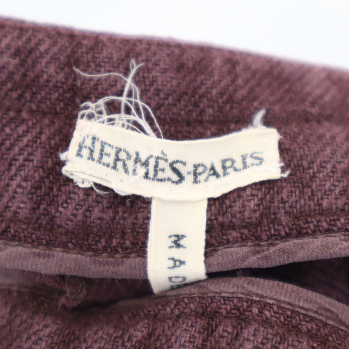 HERMES Italian Linen Wide Pants Bordeaux Size 34