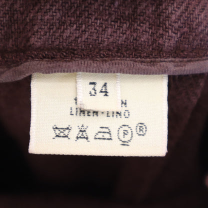 HERMES Italian Linen Wide Pants Bordeaux Size 34