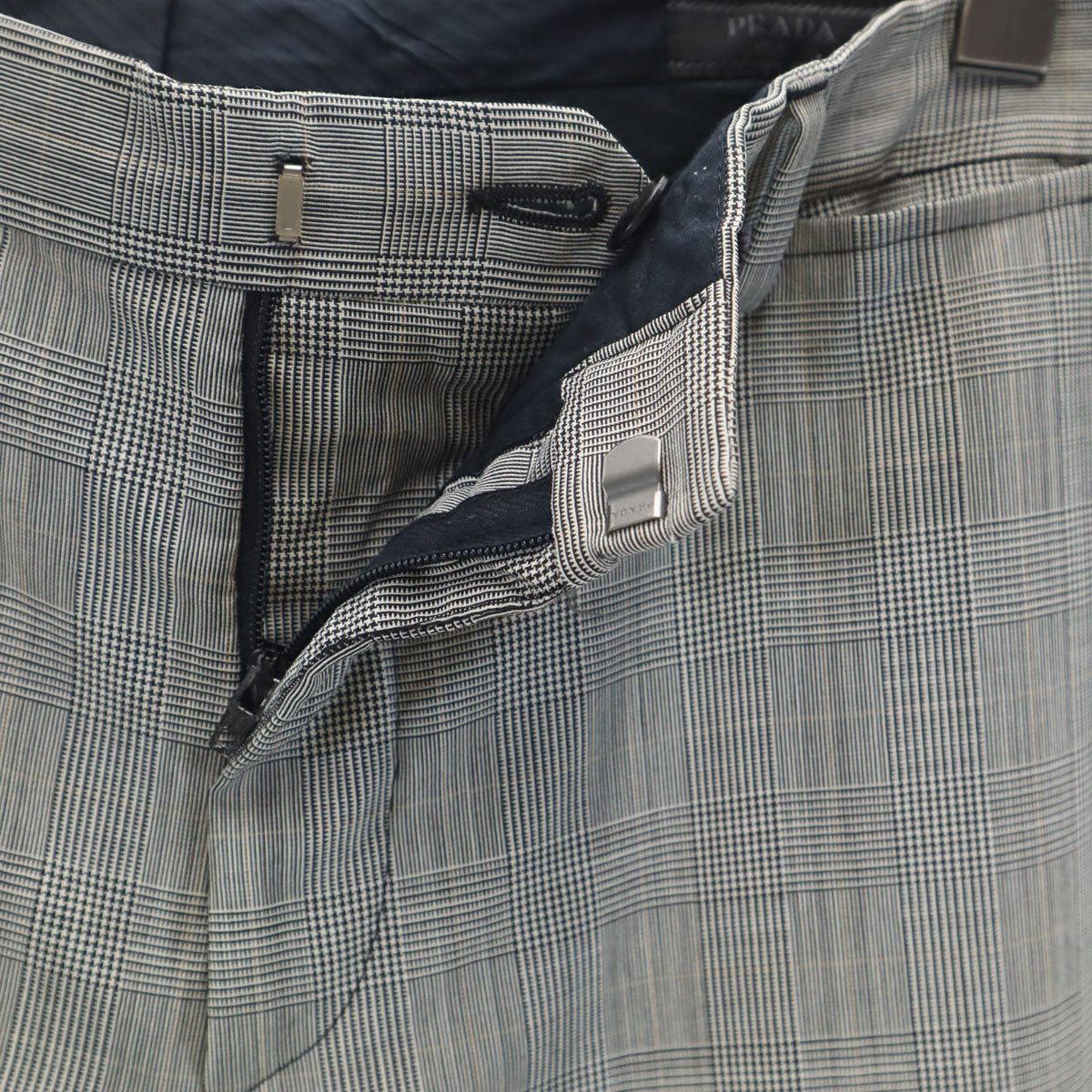 PRADA Hungarian Made Glen Check Slacks Gray Size 48R