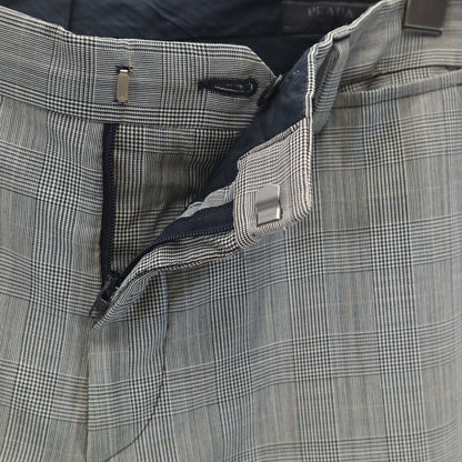 PRADA Hungarian Made Glen Check Slacks Gray Size 48R