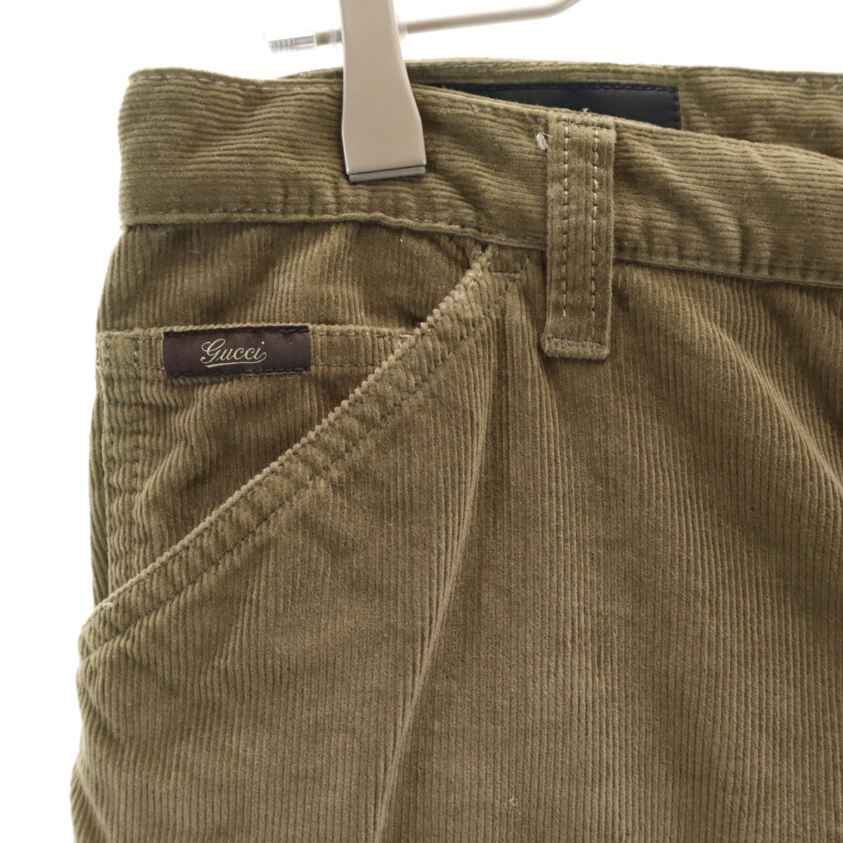 GUCCI Skinny Corduroy Button Fly Pants Khaki Green Size 44