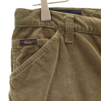 GUCCI Skinny Corduroy Button Fly Pants Khaki Green Size 44
