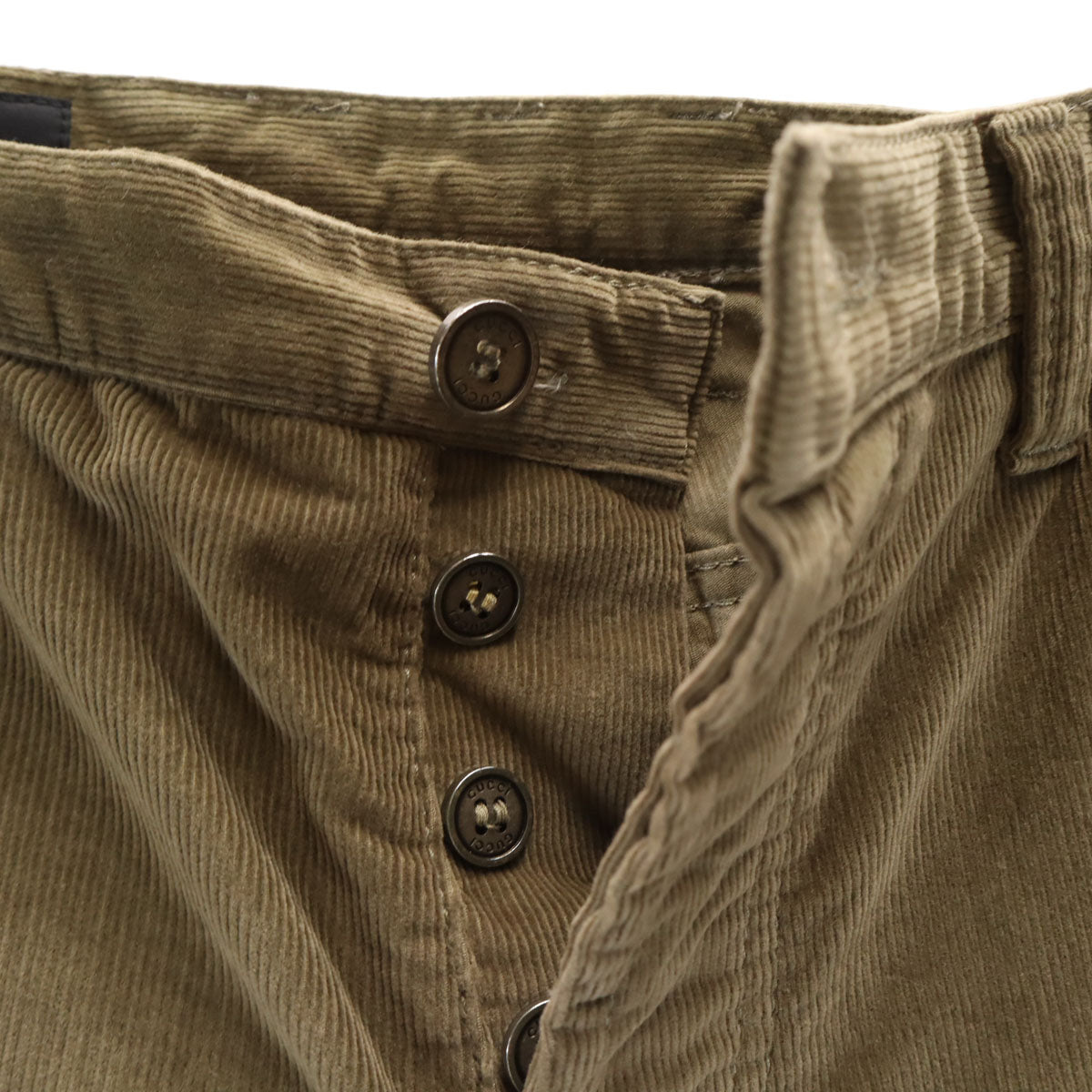 GUCCI Skinny Corduroy Button Fly Pants Khaki Green Size 44