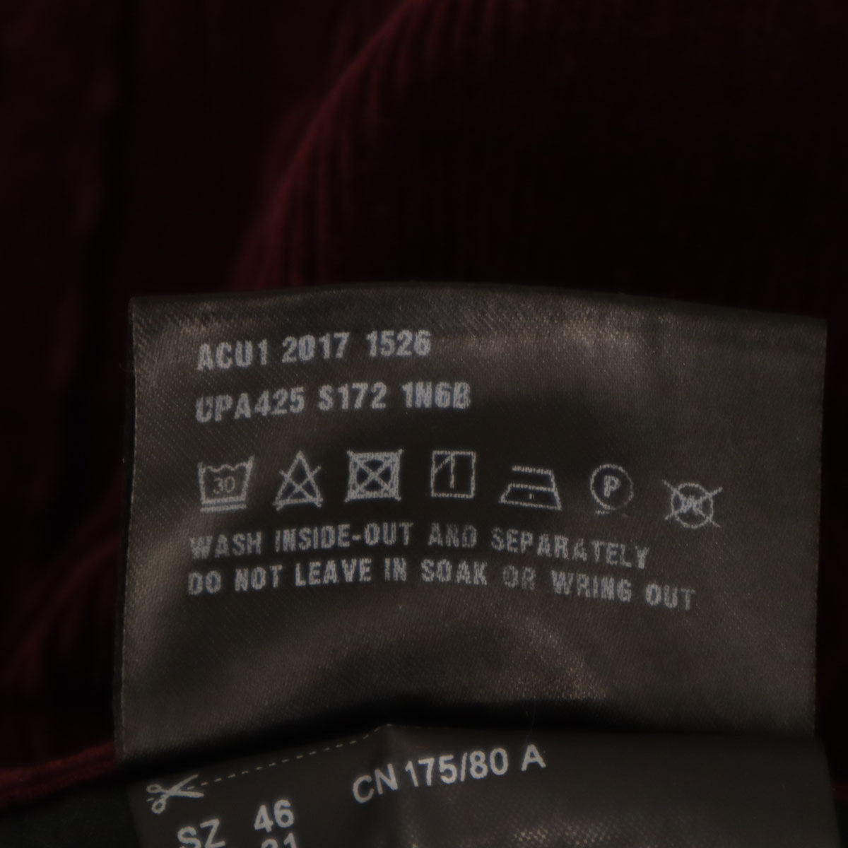 PRADA 2017 Italian Corduroy Pants Bordeaux Size 46