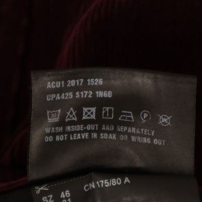 PRADA 2017 Italian Corduroy Pants Bordeaux Size 46