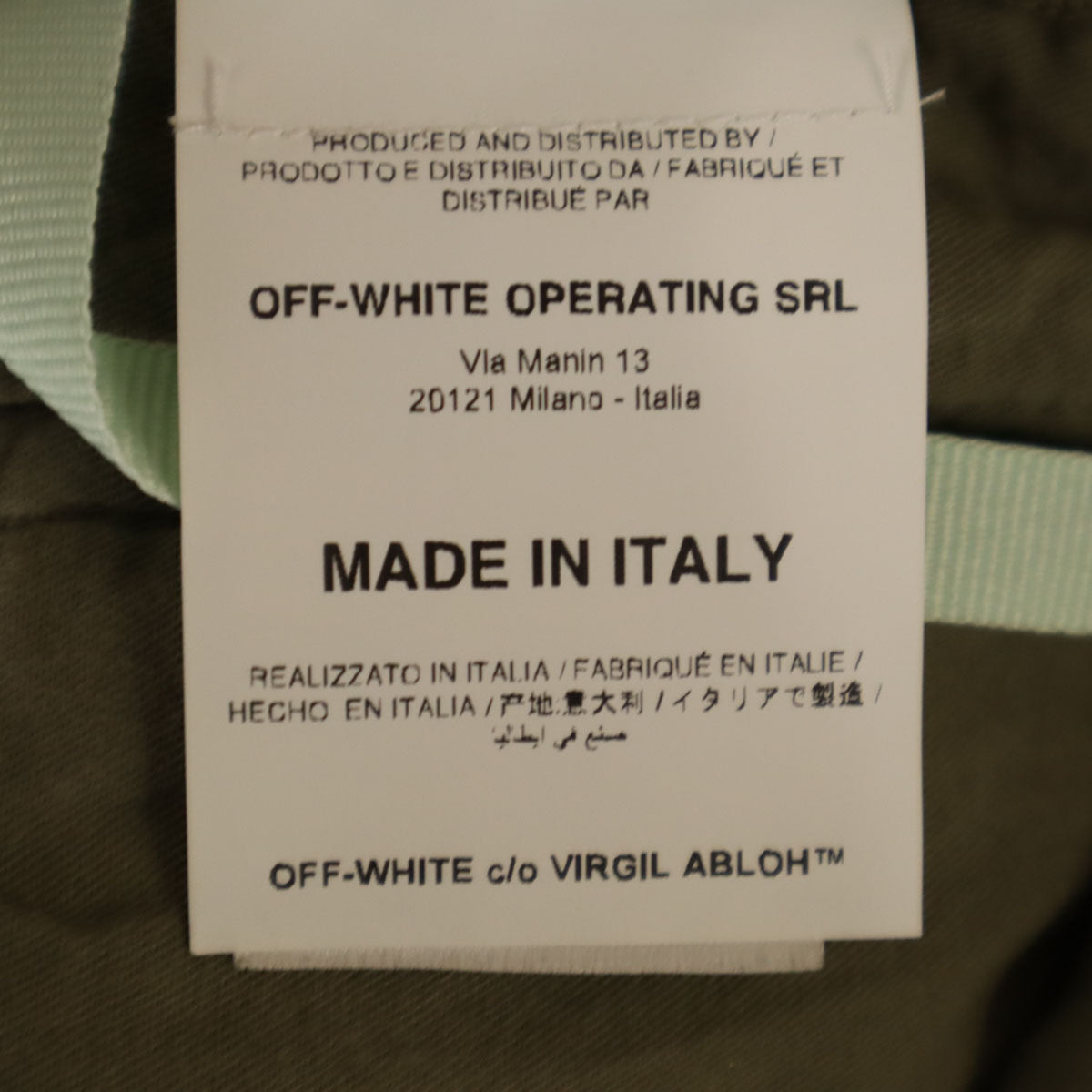 OFF-WHITE 19SS Cargo Pants Olive Size W34