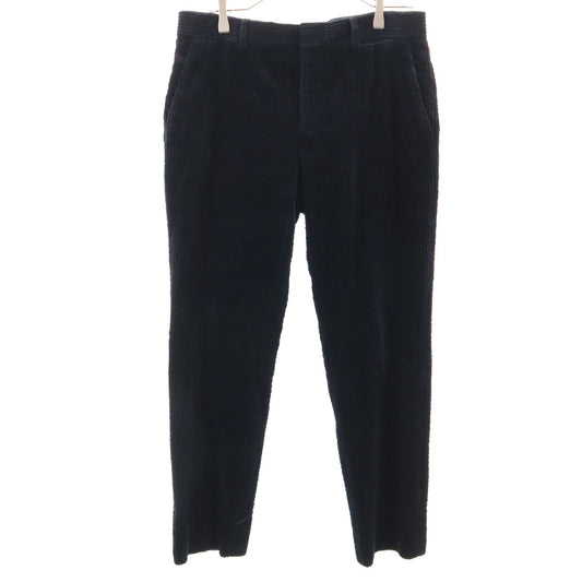 HERMES Italian Black Wide-Wale Corduroy Pants Size 42