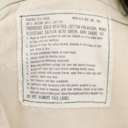 US ARMY 70s Vintage M-65 Field Pants Khaki Green Size S