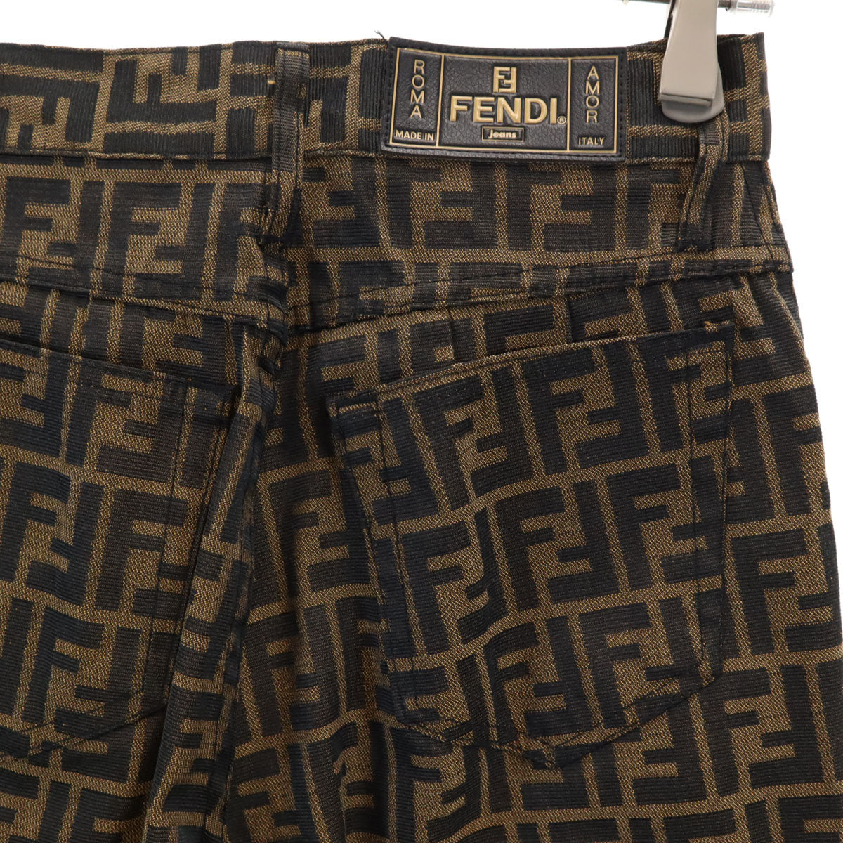 FENDI jeans Italian Zucca Pattern Pants Brown Size X0