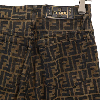 FENDI jeans Italian Zucca Pattern Pants Brown Size X0
