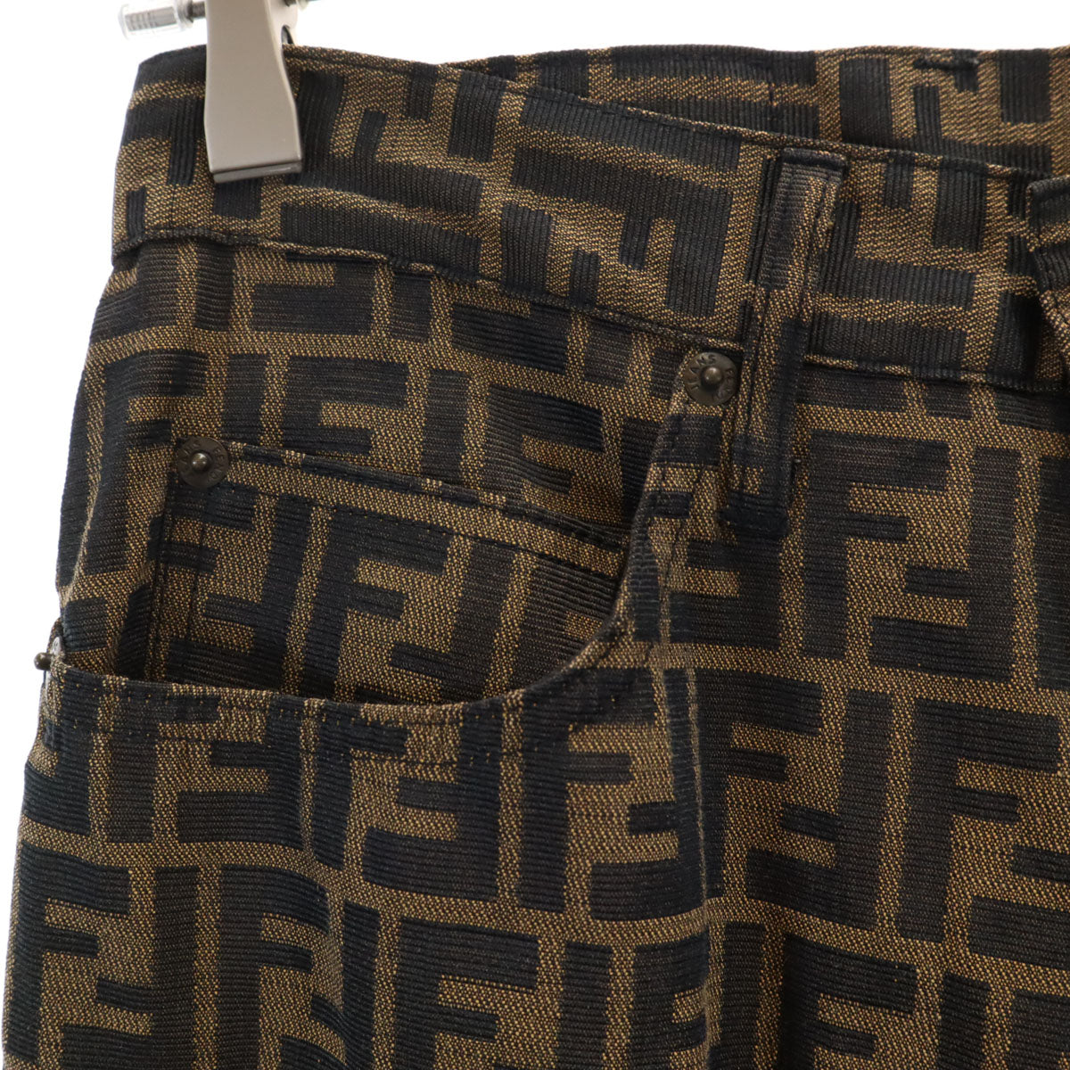 FENDI jeans Italian Zucca Pattern Pants Brown Size X0