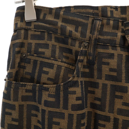 FENDI jeans Italian Zucca Pattern Pants Brown Size X0