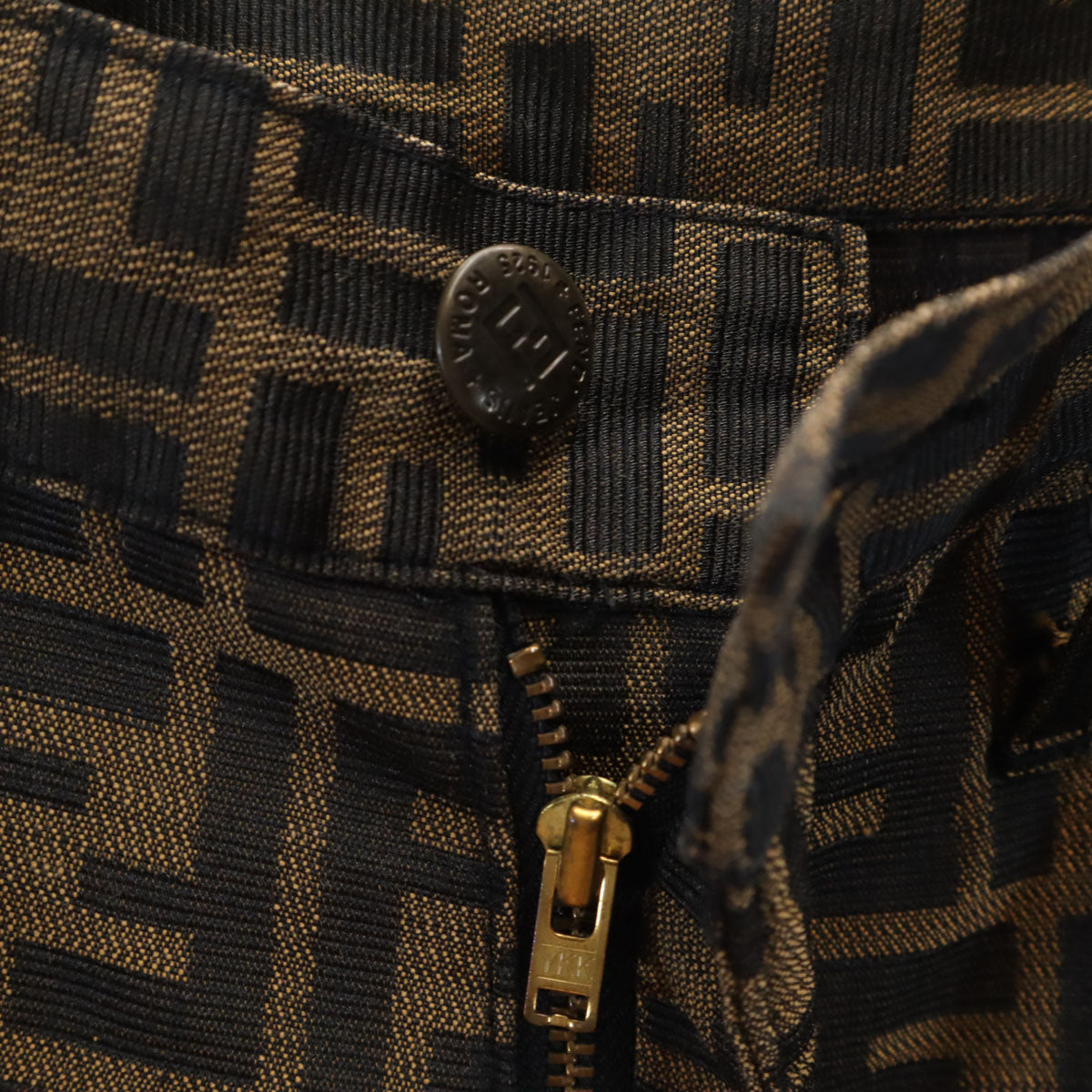 FENDI jeans Italian Zucca Pattern Pants Brown Size X0