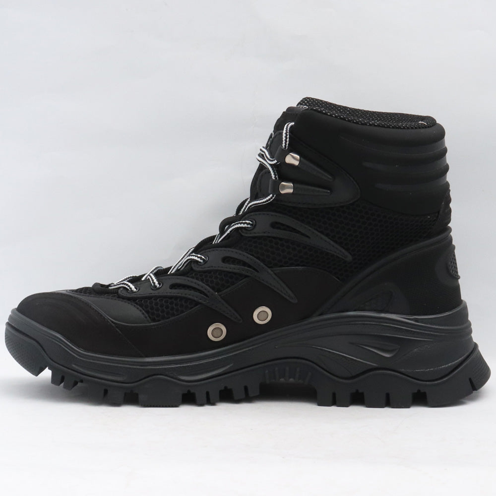 GUCCI Mesh Panelled Lace-up Boots Black Size 8 1/2