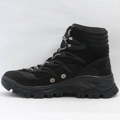 GUCCI Mesh Panelled Lace-up Boots Black Size 8 1/2