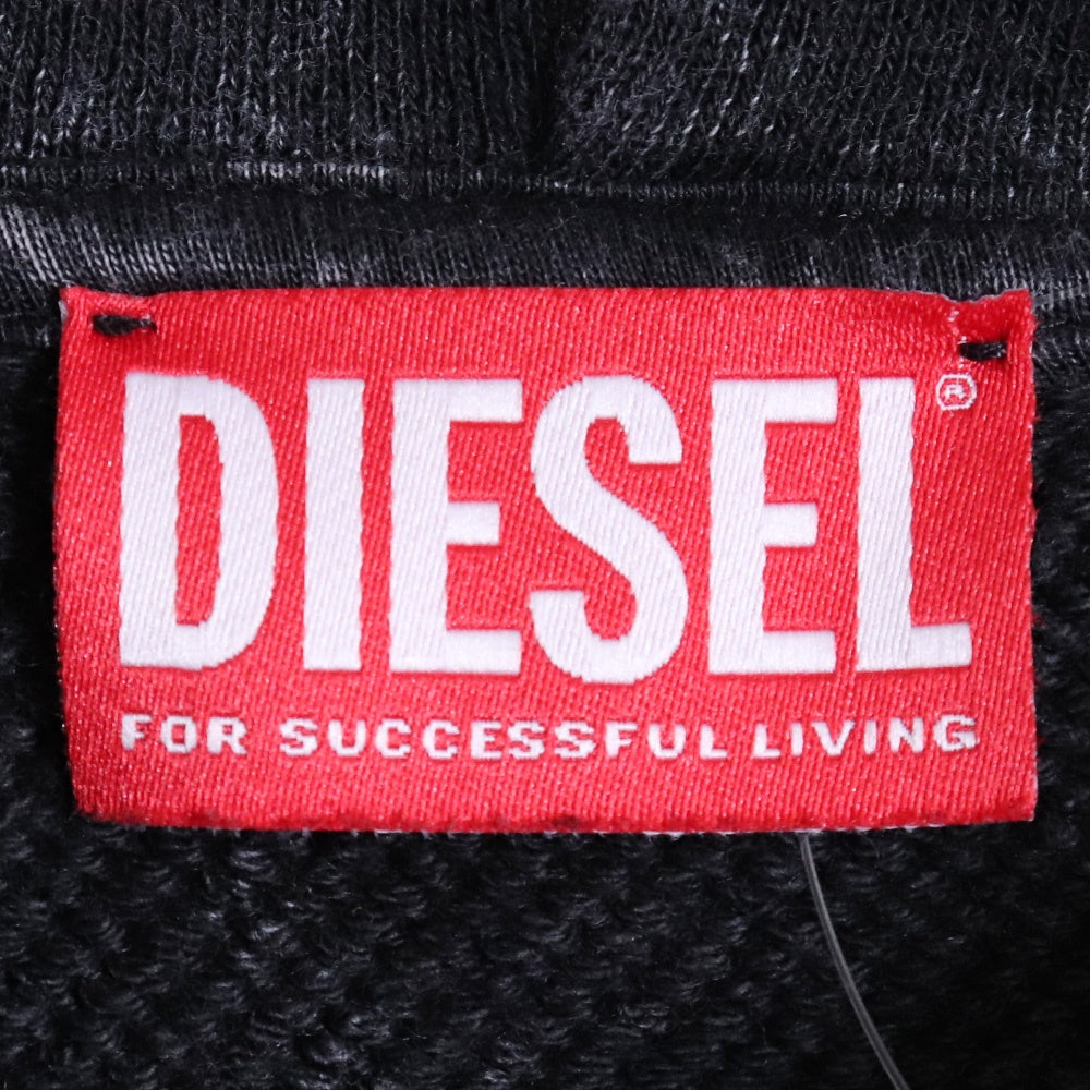 DIESEL 25AW Distressed Metal Oval D Hoodie Black Size M