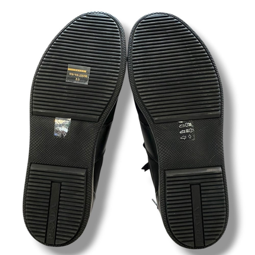 PRADA Nylon Leather Low-top Sneakers Black Size 5 1/2