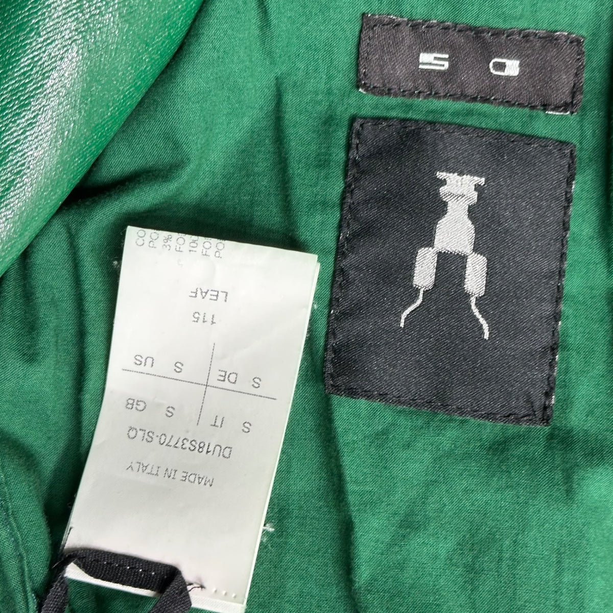 Rick Owens DRKSHDW 18SS Coated Zip Denim Jacket Green Size S