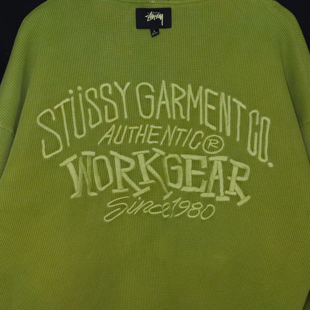 STUSSY Waffle Lined Full Zip Hoodie Green Size L