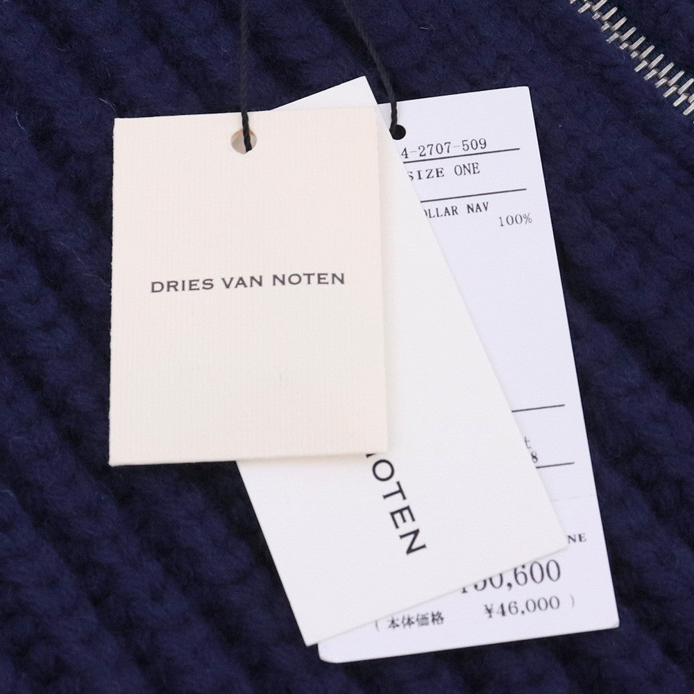 DRIES VAN NOTEN 25AW Zip-Up Scarf Navy Size ONE