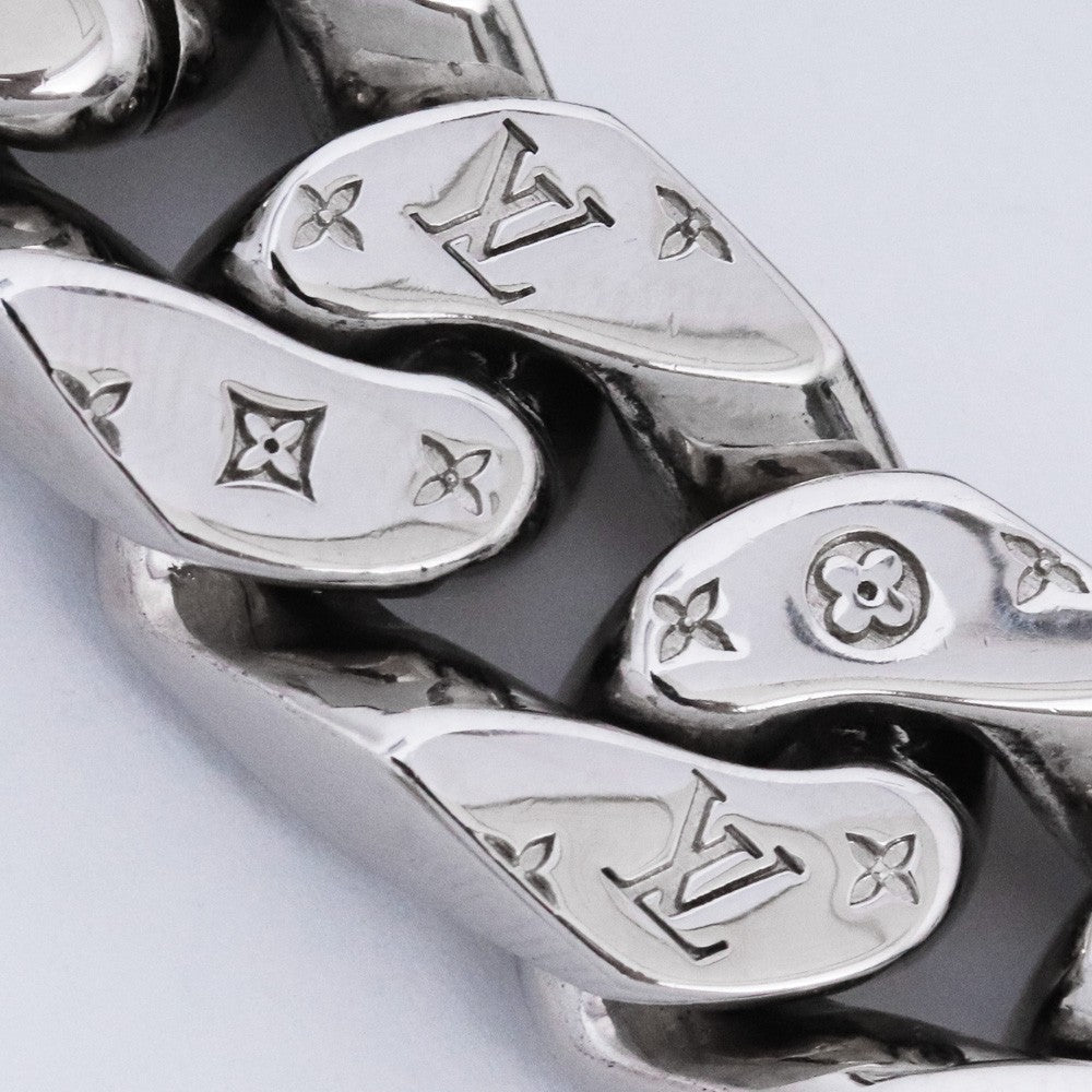 LOUIS VUITTON LV Chain Links Metal Necklace Silver Size F