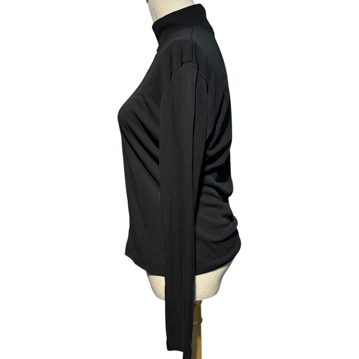 Y's Center Zip Pullover Sheer Mock Neck Top