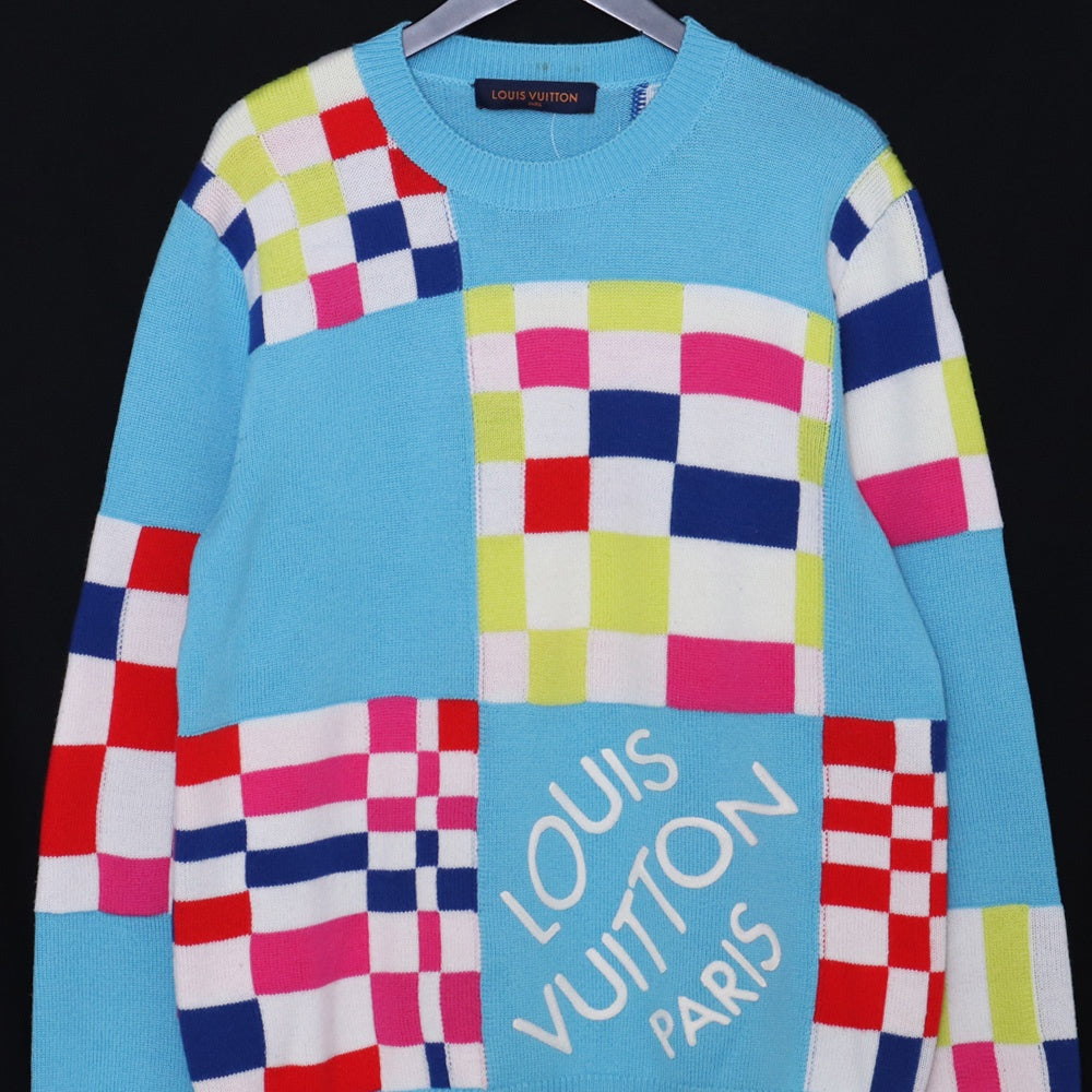 LOUIS VUITTON 21SS Distorted Giant Sweater Blue Size M