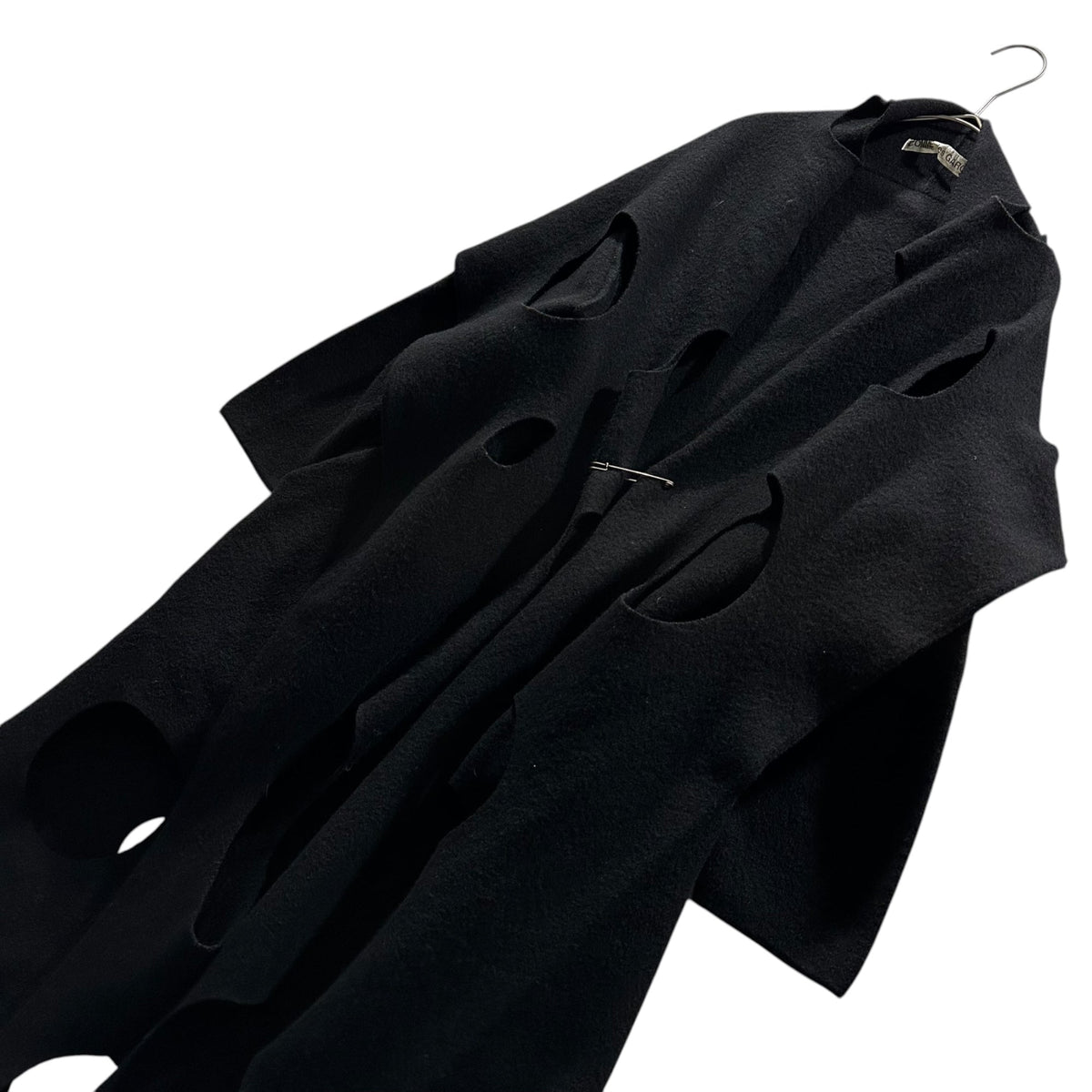 COMME des GARCONS 02SS Cut-Out Wool Cape Black Jacket Size FREE