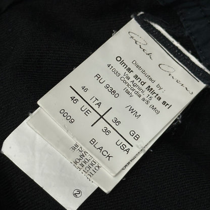 Rick Owens 12AW Easy Sarouel Straight Pants Black Size 46