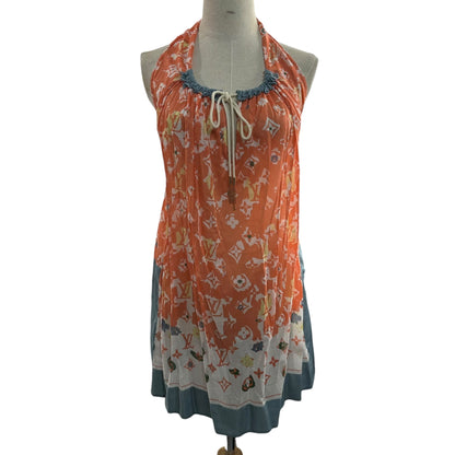 LOUIS VUITTON Halter-Neck Monogram Cotton Dress Size 34