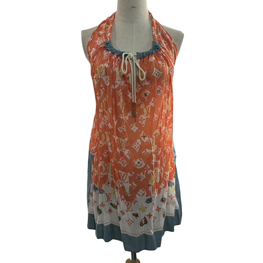 LOUIS VUITTON Halter-Neck Monogram Cotton Dress Size 34