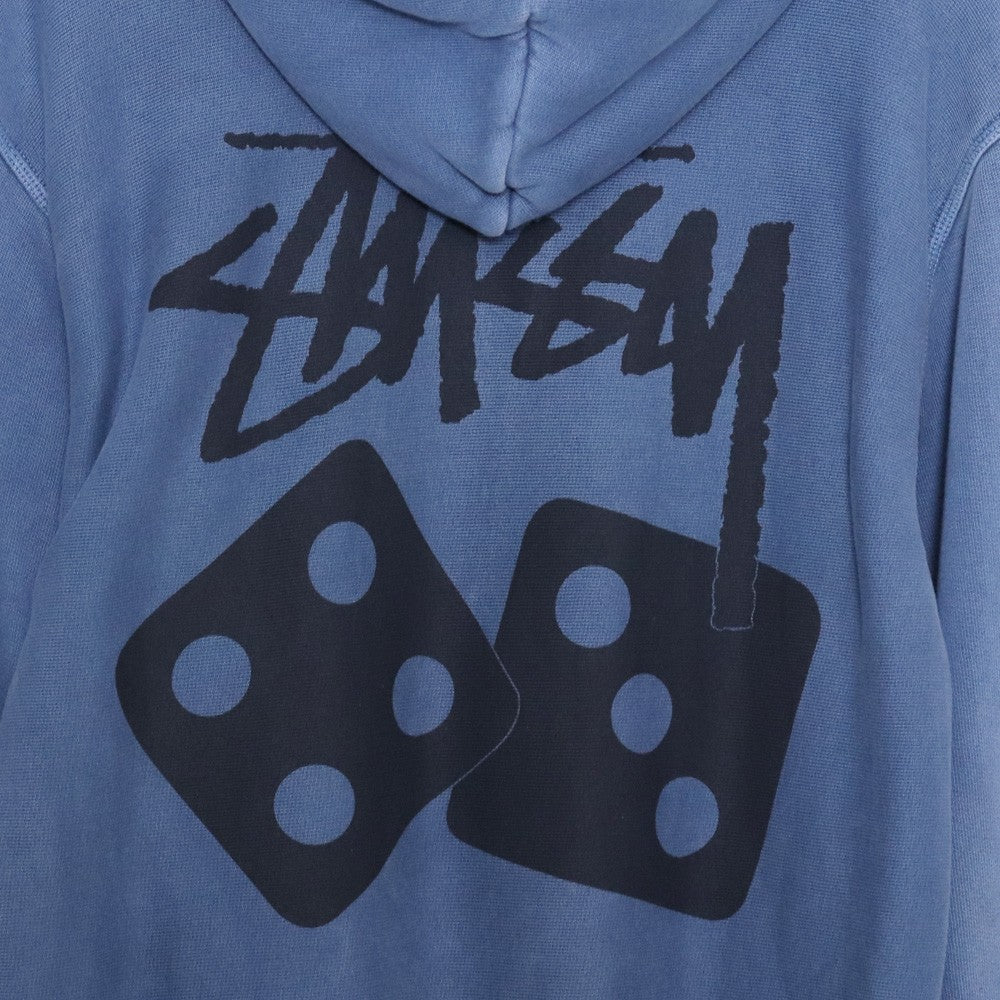 STUSSY 25SS Dice Pigment Dyed Hoodie Blue Size S