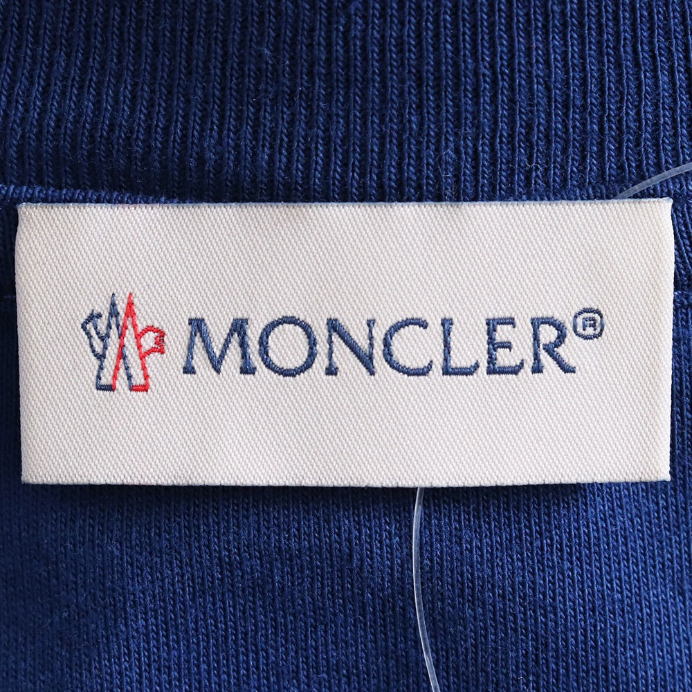 MONCLER Logo Piping Long Sleeve Tee Blue Size S