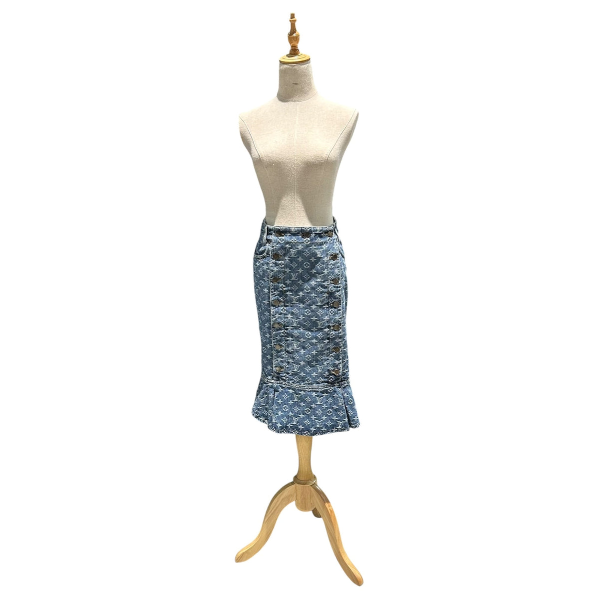 LOUIS VUITTON Monogram Denim Mermaid Skirt Size 36