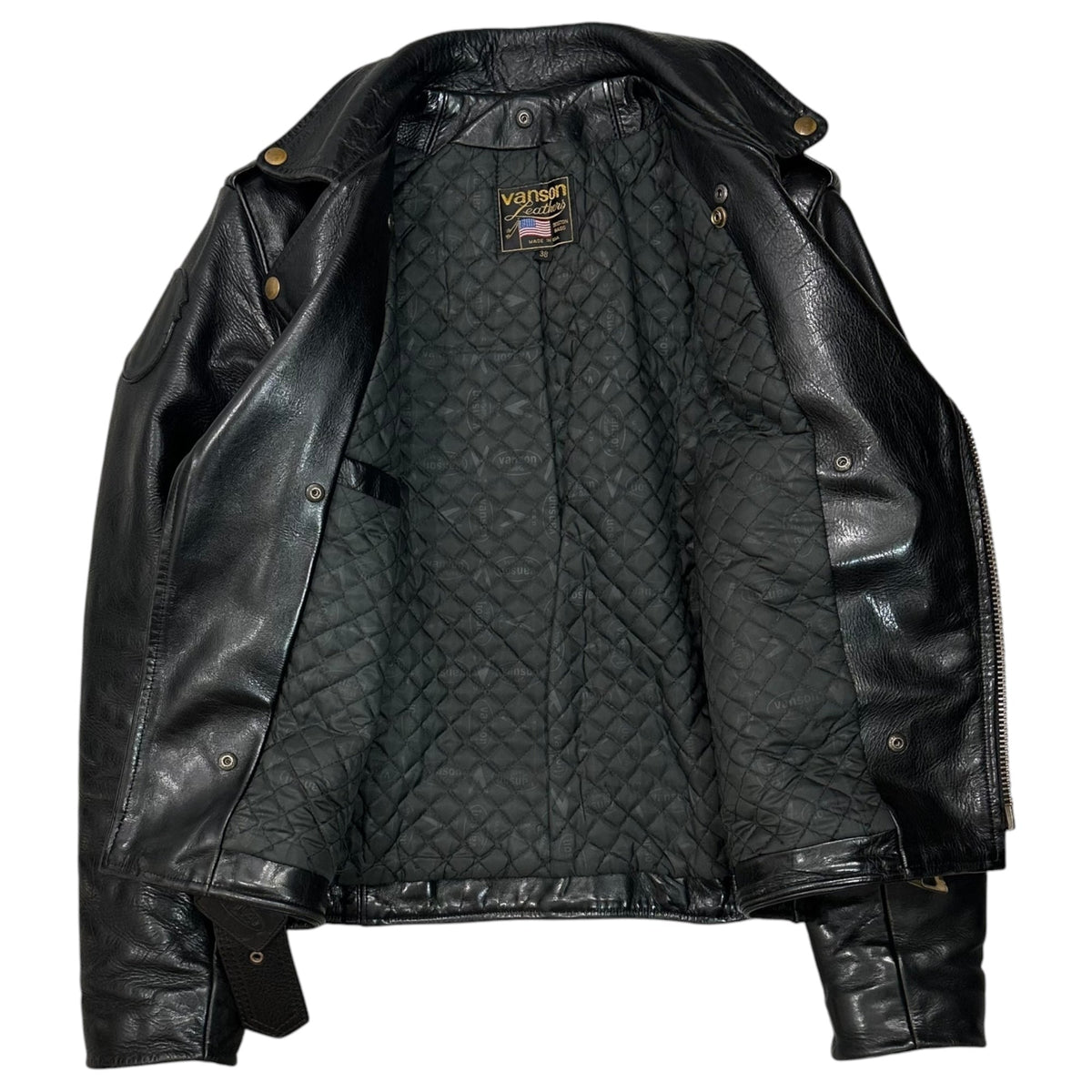 VANSON TYPE C2 Double Rider Leather Jacket Black Size 38