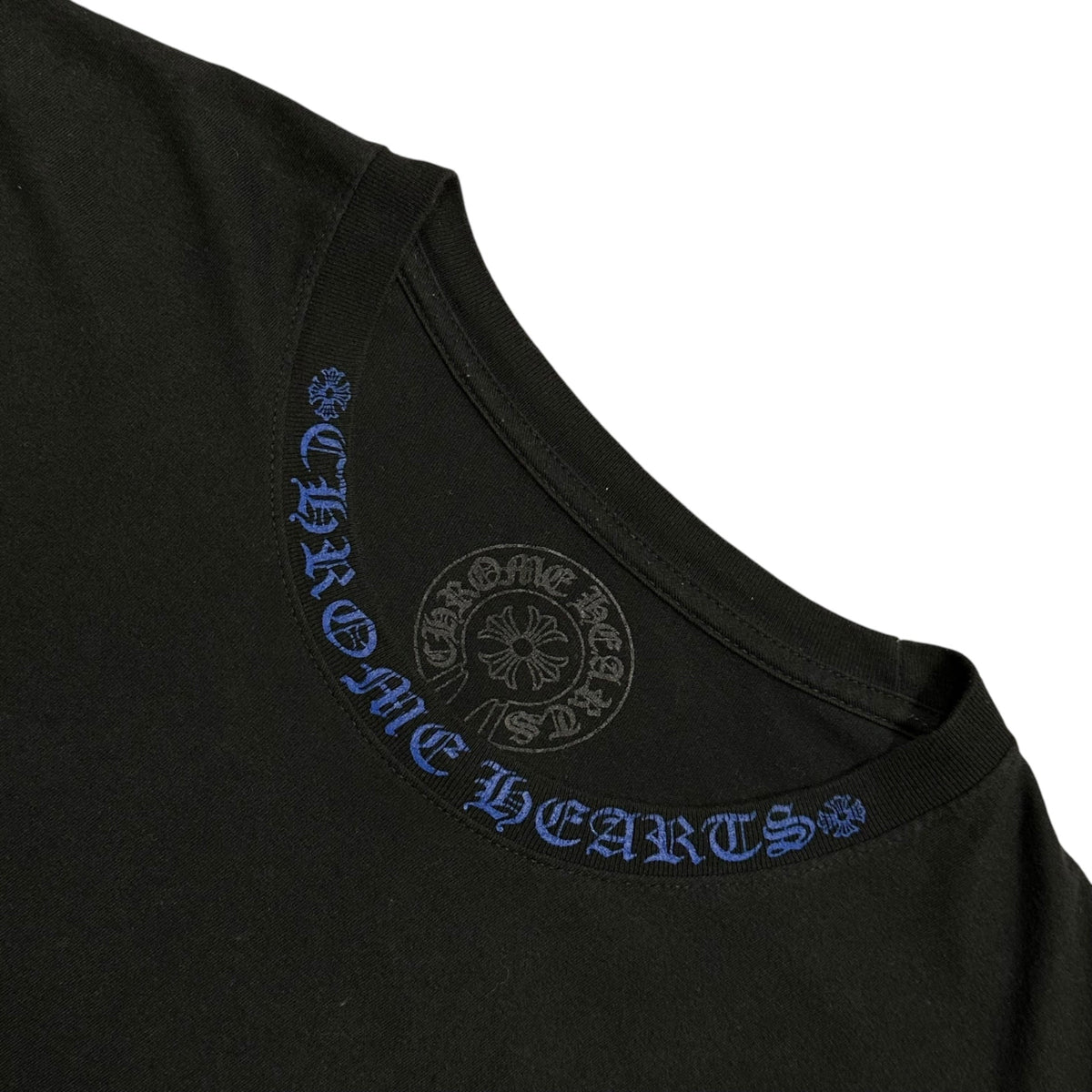 CHROME HEARTS Neck Logo Cotton T-Shirt Black/Blue Size XL