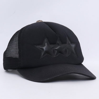 CHROME HEARTS Three Star Leather Patch Cap Black Size F
