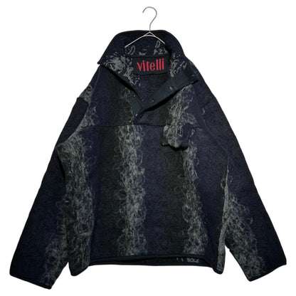 VITELLI Button-up Pullover Wool Hoodie Navy/Gray Size 2