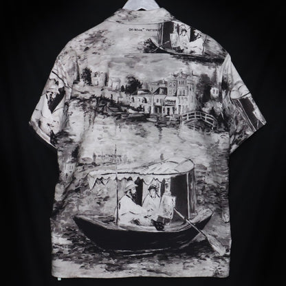 OFF-WHITE Grey Printed Cotton Open Button-Up Shirt Size S