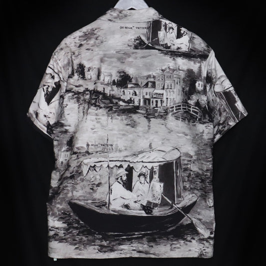 OFF-WHITE Grey Printed Cotton Open Button-Up Shirt Size S