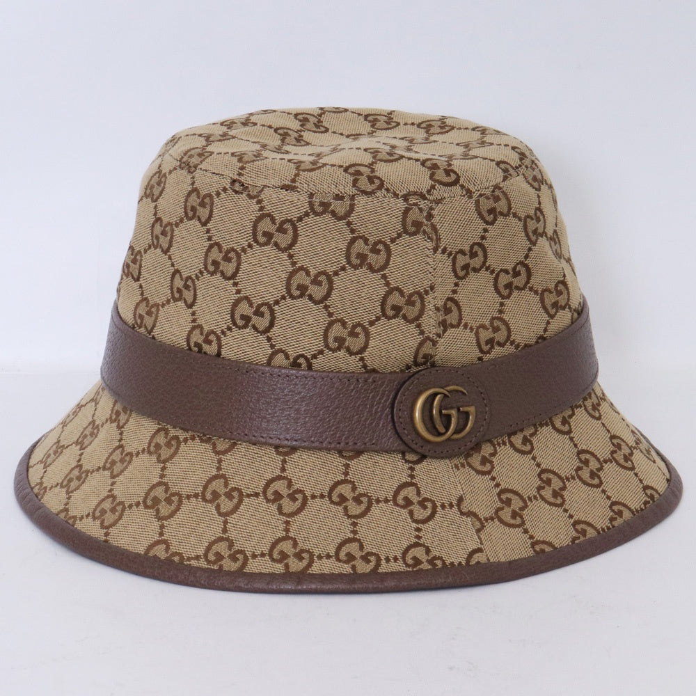 GUCCI GG Canvas Pattern Fedora Bucket Hat Beige Size M