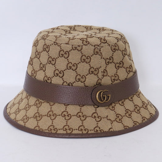 GUCCI GG Canvas Pattern Fedora Bucket Hat Beige Size M