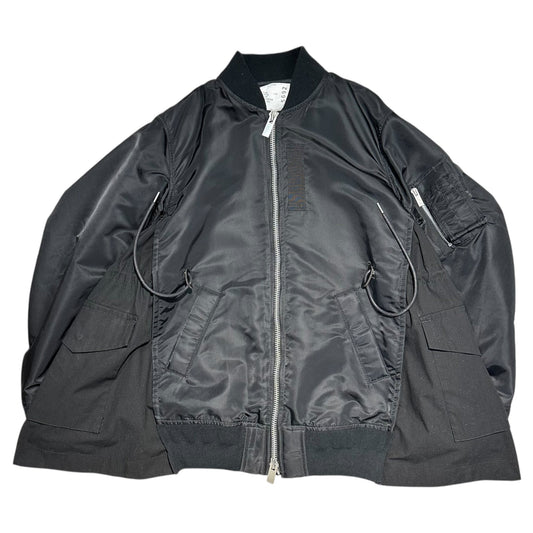 sacai 21AW Nylon Twill MA-1 Bomber Jacket Black Size 3