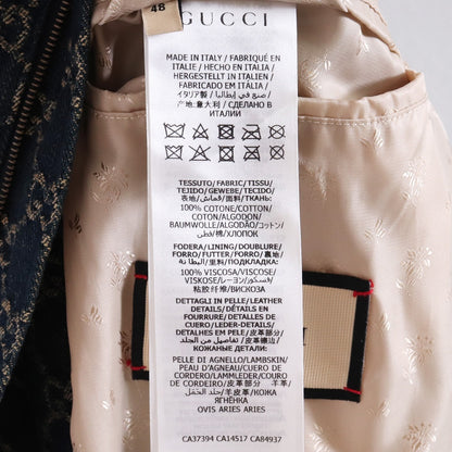GUCCI Eco Washed Organic Denim Bomber Jacket Blue Size 48