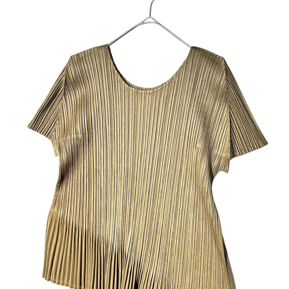 PLEATS PLEASE Asymmetrical Pleats T-Shirt Khaki Size 3