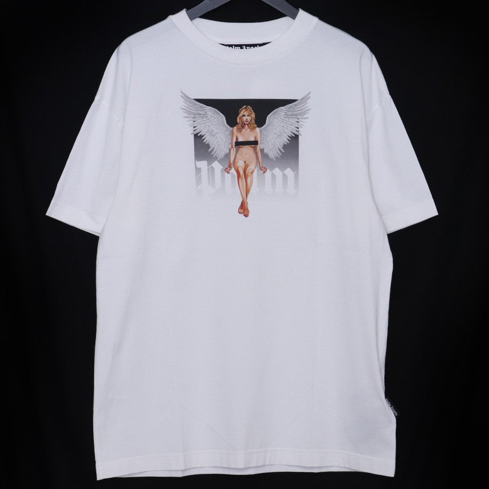 PALM ANGELS Crystal Pin-Up Crewneck T-Shirt White Size L
