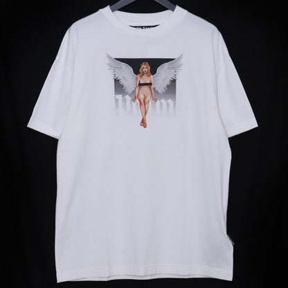 PALM ANGELS Crystal Pin-Up Crewneck T-Shirt White Size L