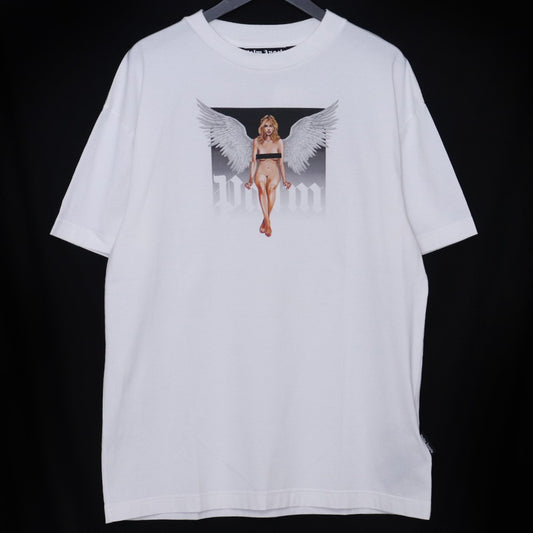 PALM ANGELS Crystal Pin-Up Crewneck T-Shirt White Size L