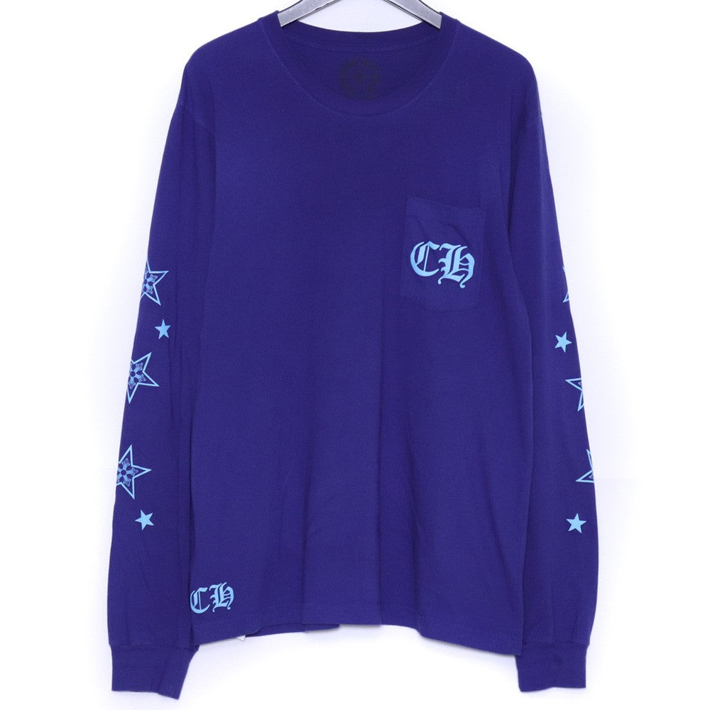 CHROME HEARTS Back Star Print T-Shirt Blue Size L